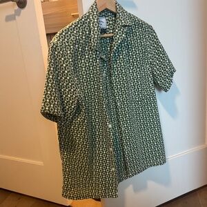 Portuguese Flannel Green and White Patterned Short Sleeve Shirt